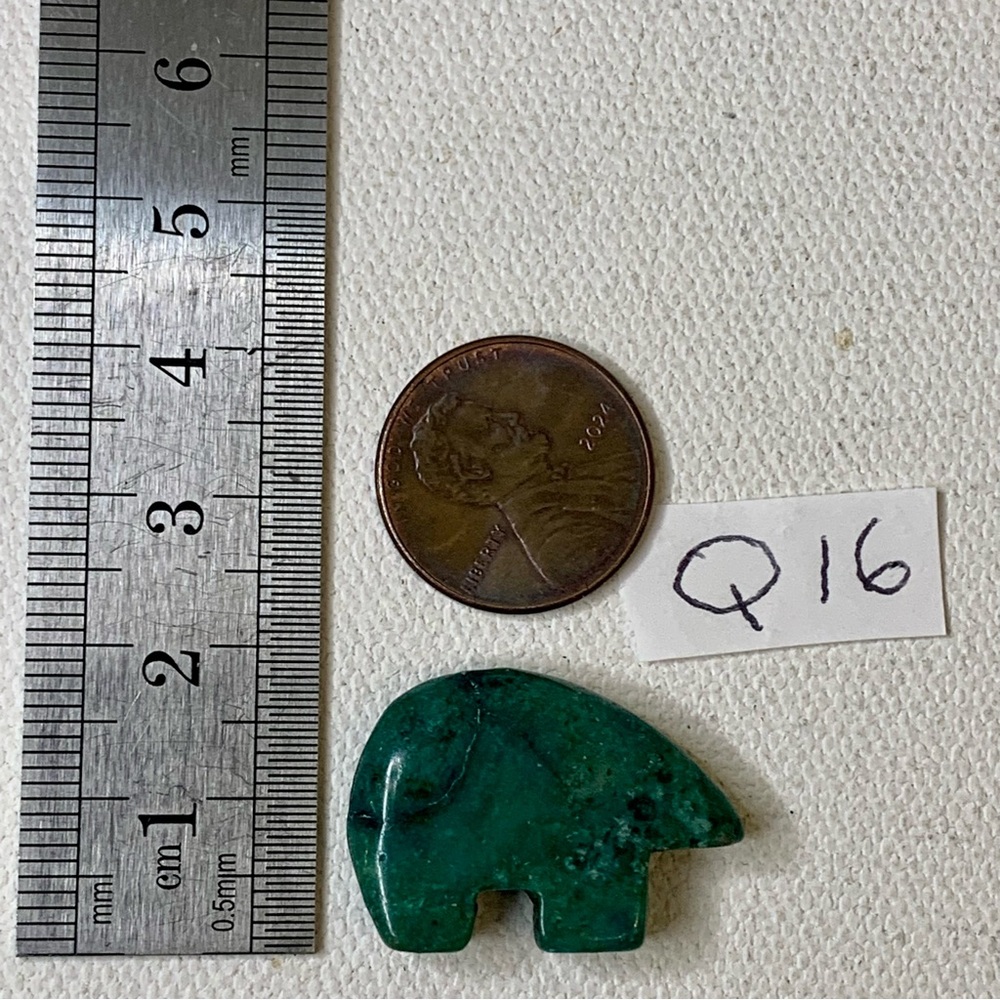 Chrysocolla Bear Fetish Bead Native American Zuni Style Top Drilled Animal 1” - Picture 15 of 15